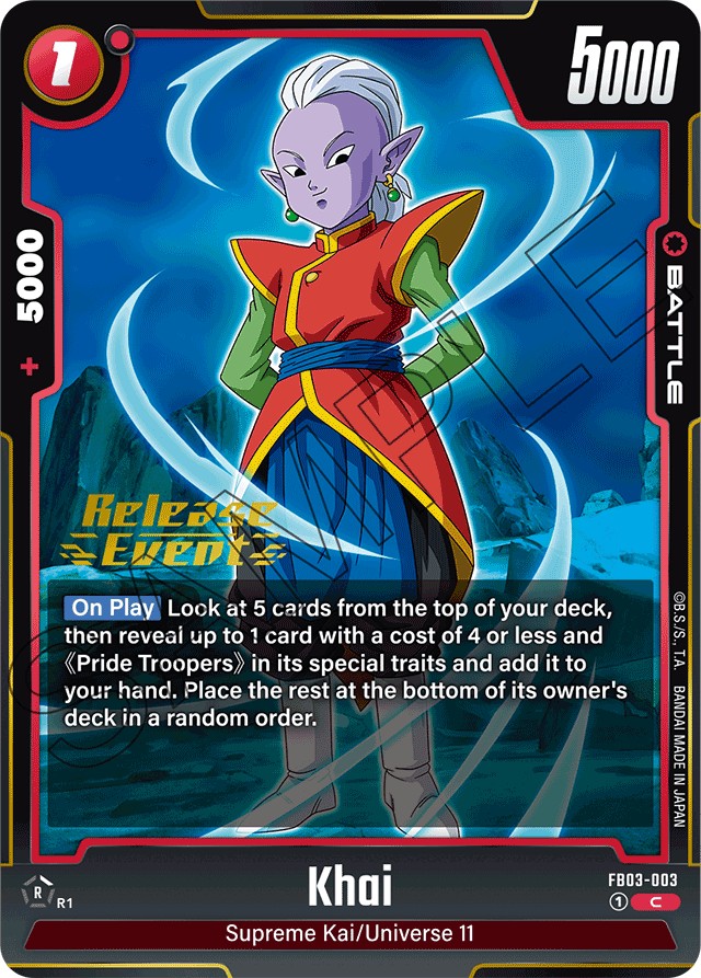 2024 Dragon Ball Super Card Game BOOSTER PACK -RAGING ROAR- Khai #FB03-003 trading card