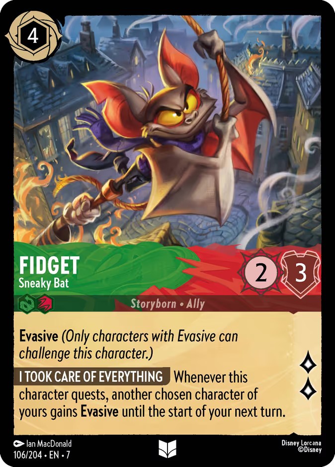 2025 Disney Lorcana Archazia's Island Fidget - Sneaky Bat #106 trading card
