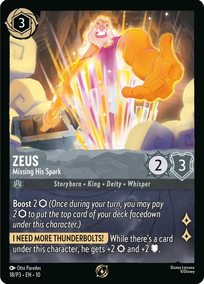 2025 Disney Lorcana Promo Set 3 Zeus - Missing His Spark #18 trading card