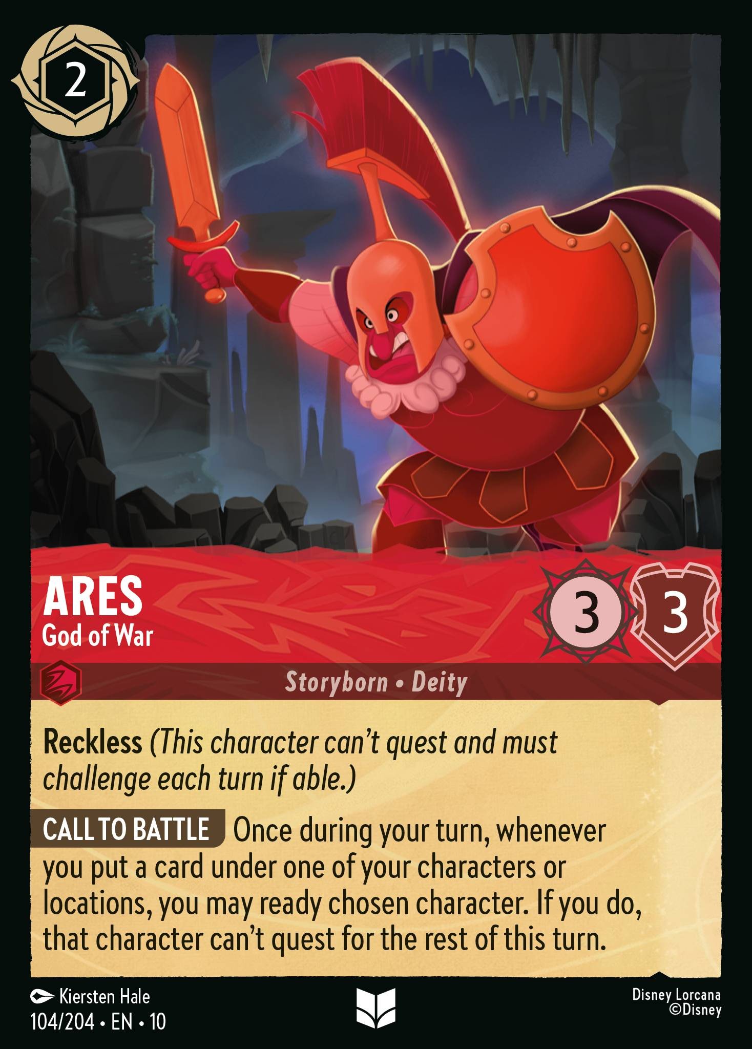 2025 Disney Lorcana Whispers in the Well Ares - God of War #104 trading card