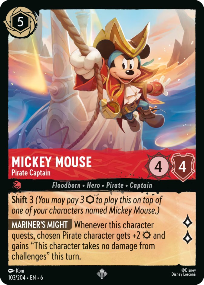 2024 Disney Lorcana Azurite Sea Mickey Mouse - Pirate Captain #103 trading card