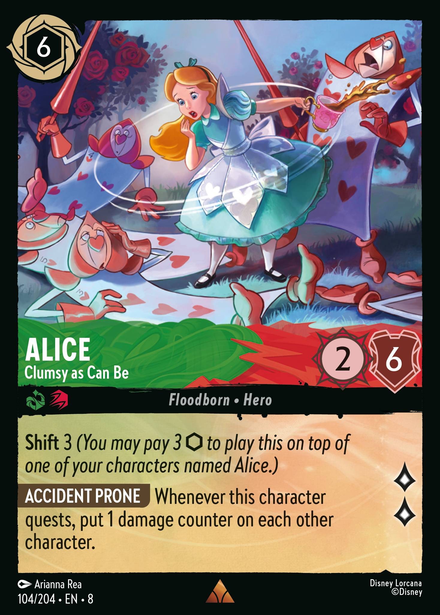 2025 Disney Lorcana Reign of Jafar Alice - Clumsy as Can Be #104 trading card