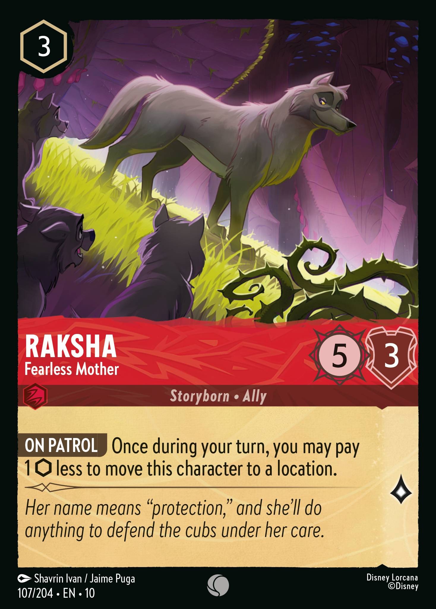 2025 Disney Lorcana Whispers in the Well Raksha - Fearless Mother #107 trading card
