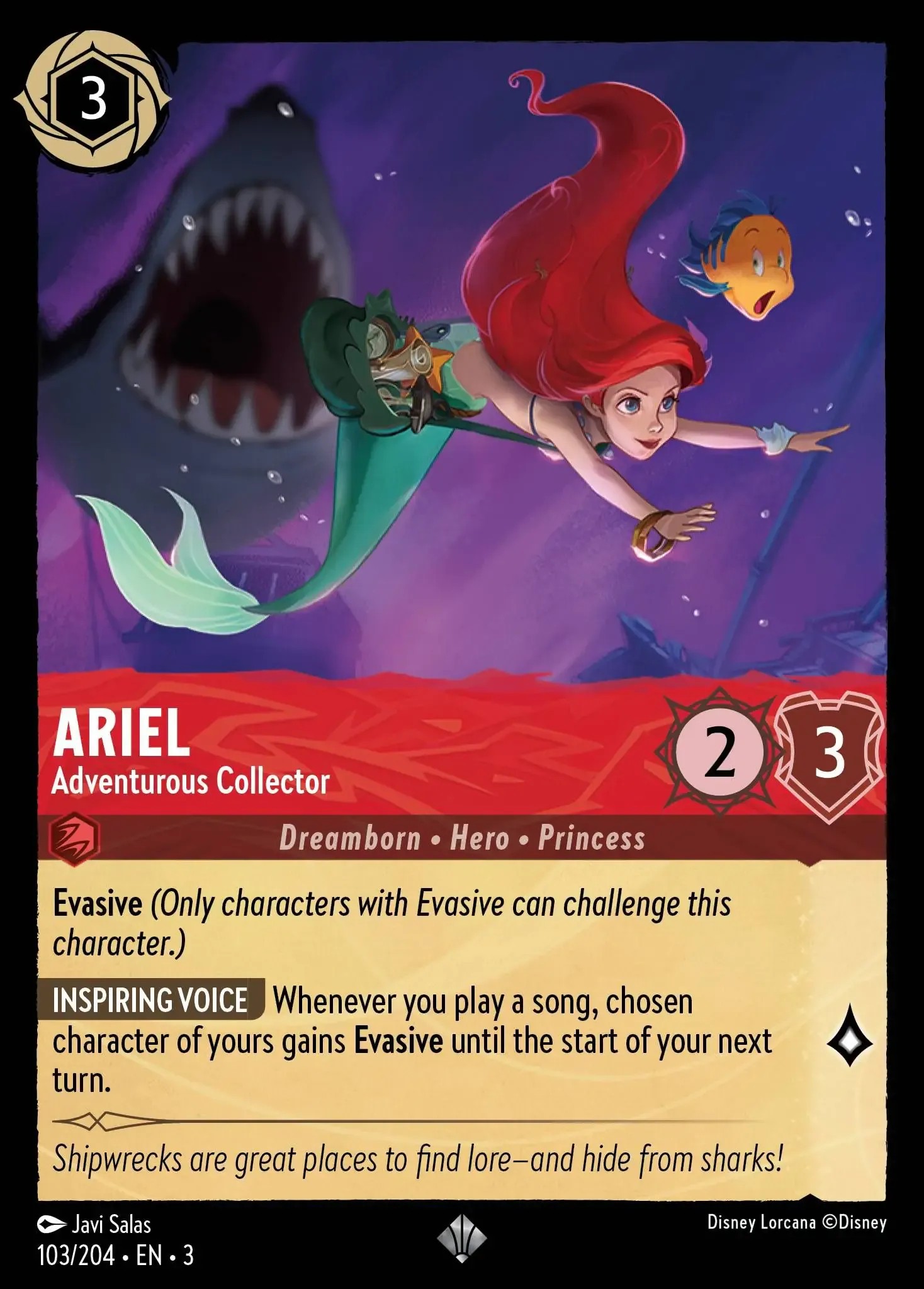 2024 Disney Lorcana Into the Inklands Ariel - Adventurous Collector #103 trading card
