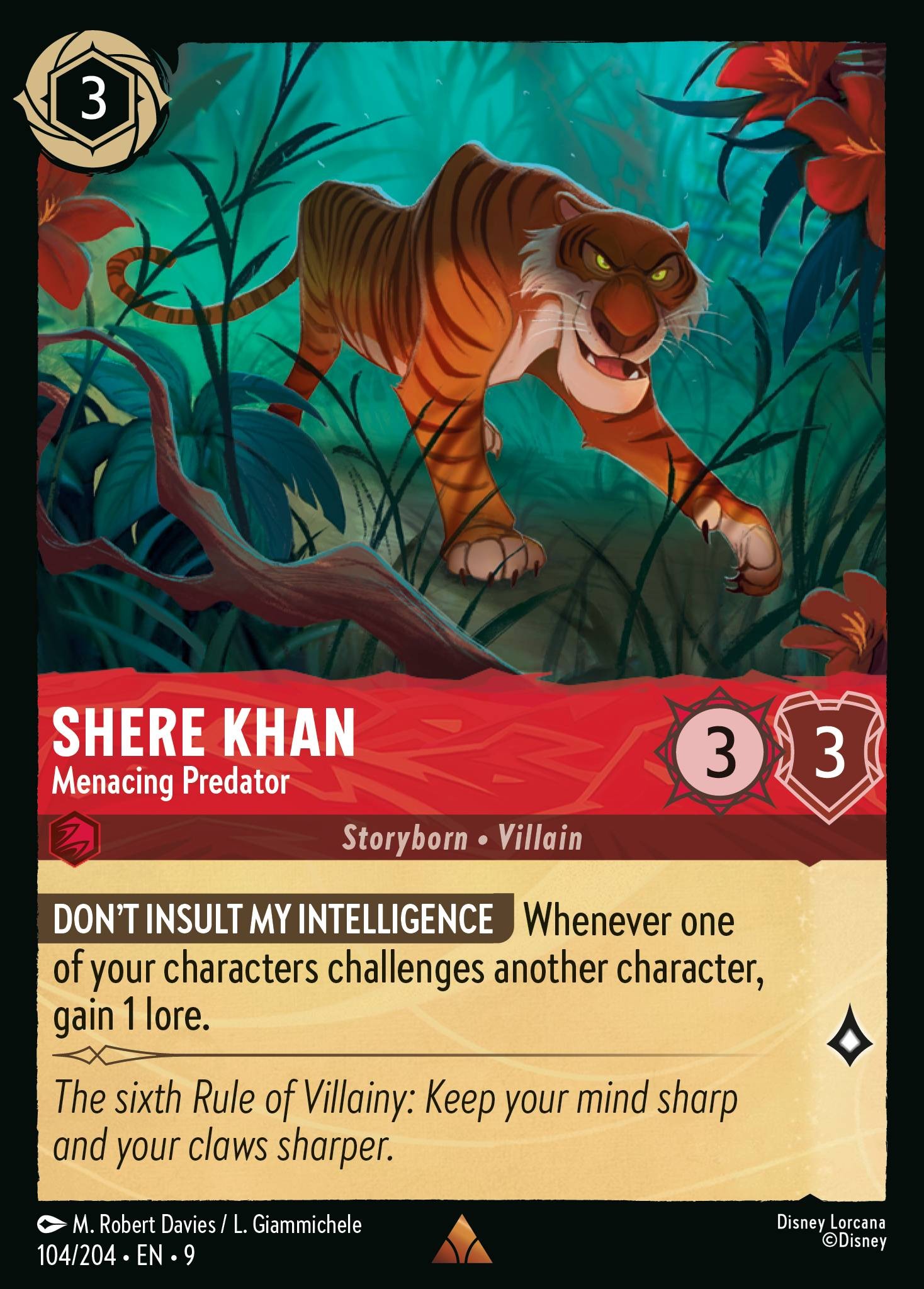 2025 Disney Lorcana Fabled Shere Khan - Menacing Predator #104 trading card