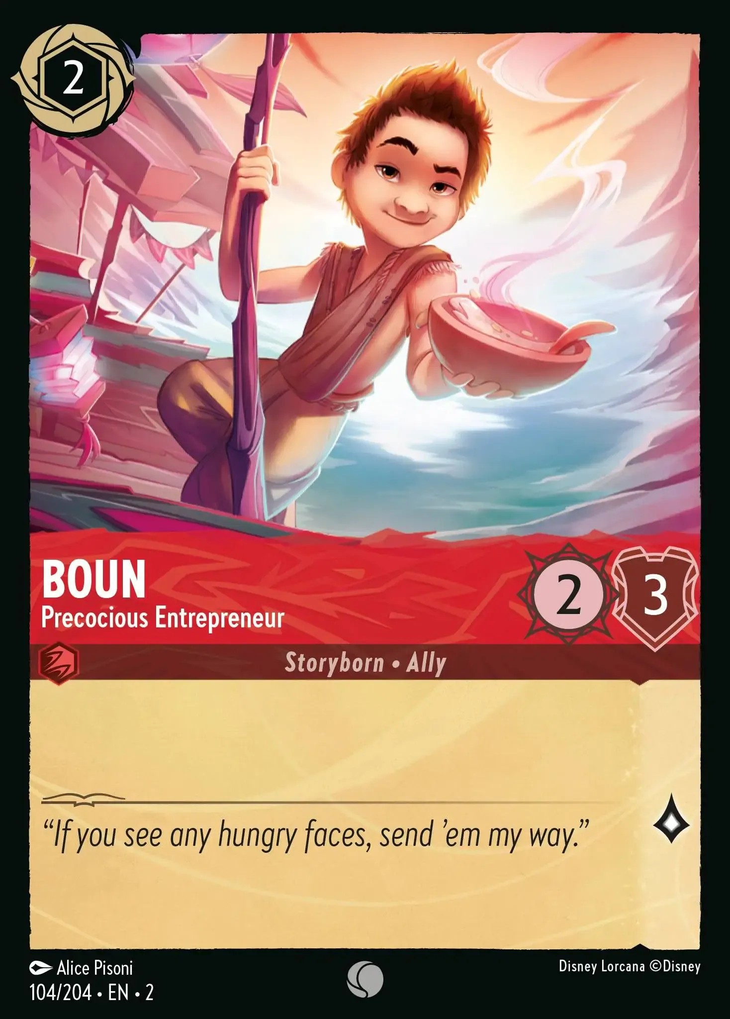 2023 Disney Lorcana Rise of the Floodborn Boun - Precocious Entrepreneur #104 trading card