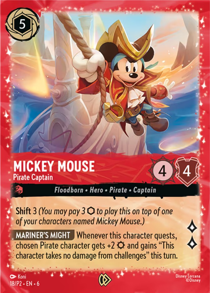 2024 Disney Lorcana Promo Set 2 Mickey Mouse - Pirate Captain #18 trading card