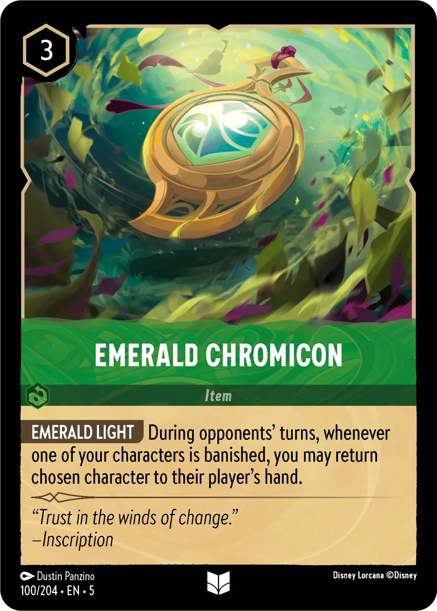 2024 Disney Lorcana Shimmering Skies Emerald Chromicon #100 trading card