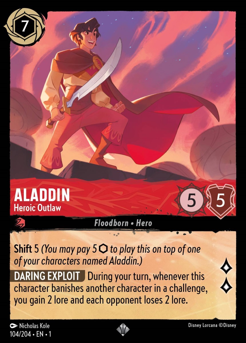 2023 Disney Lorcana The First Chapter Aladdin - Heroic Outlaw #104 trading card