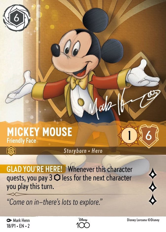 2023 Disney Lorcana Promo Set 1 Mickey Mouse - Friendly Face #18 trading card