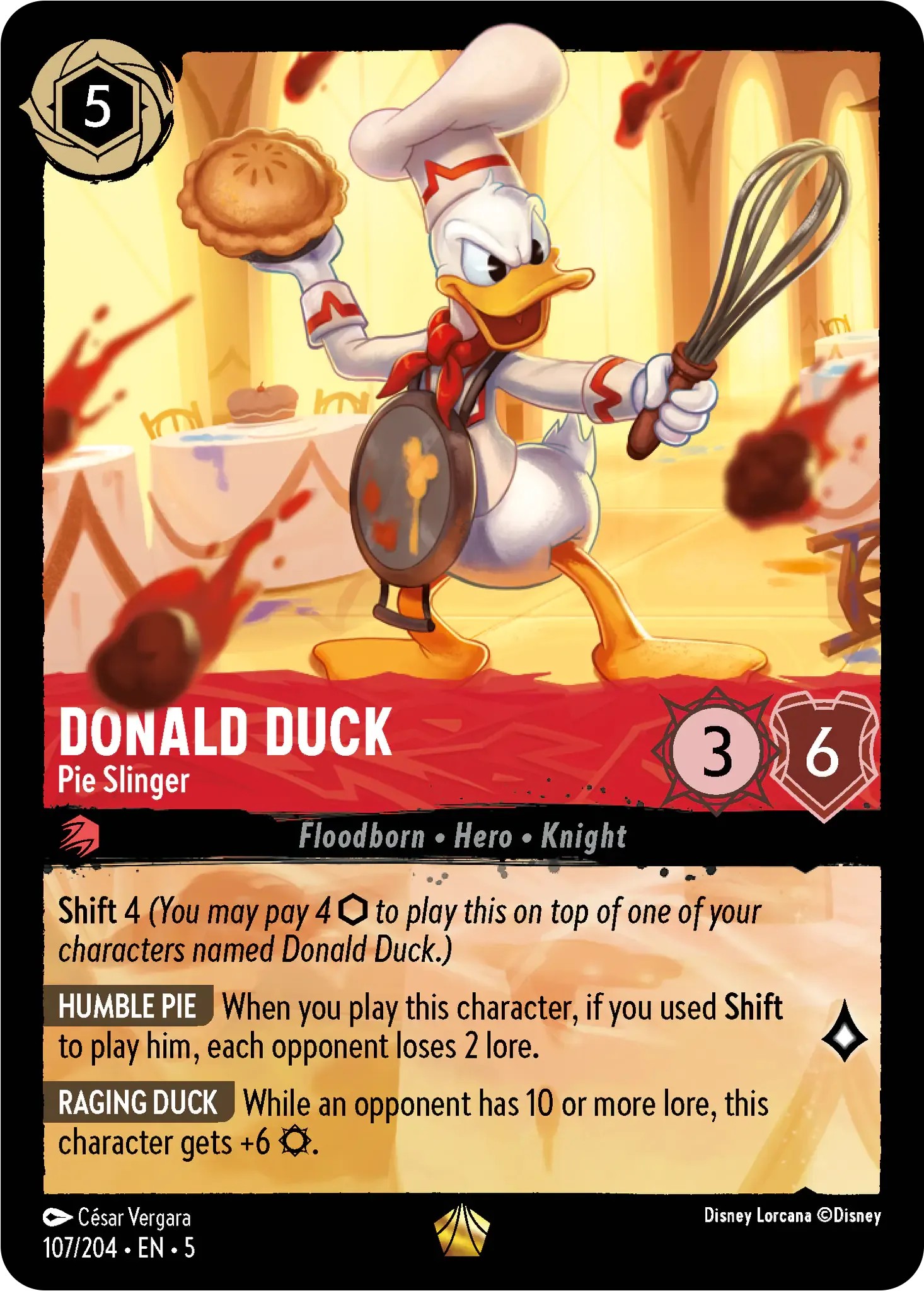 2024 Disney Lorcana Shimmering Skies Donald Duck - Pie Slinger #107 trading card