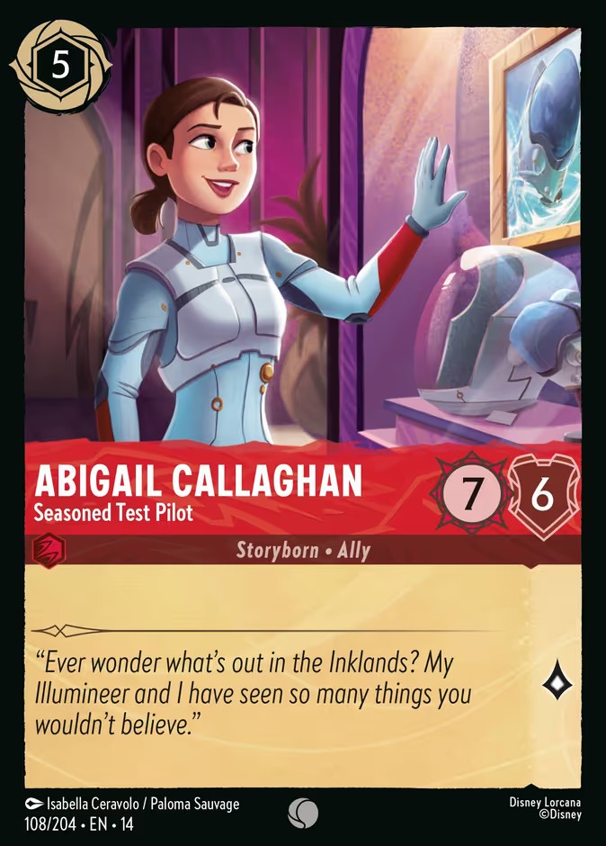 2026 Disney Lorcana Hyperia City Abigail Callaghan - Seasoned Test Pilot #108 trading card