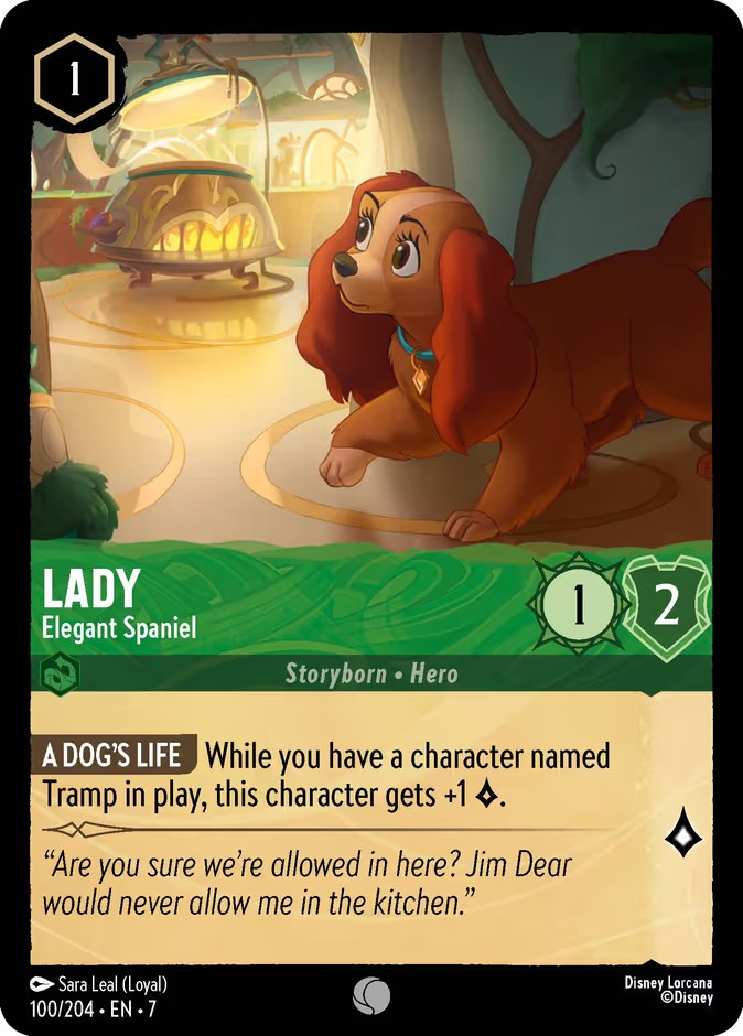 2025 Disney Lorcana Archazia's Island Lady - Elegant Spaniel #100 trading card