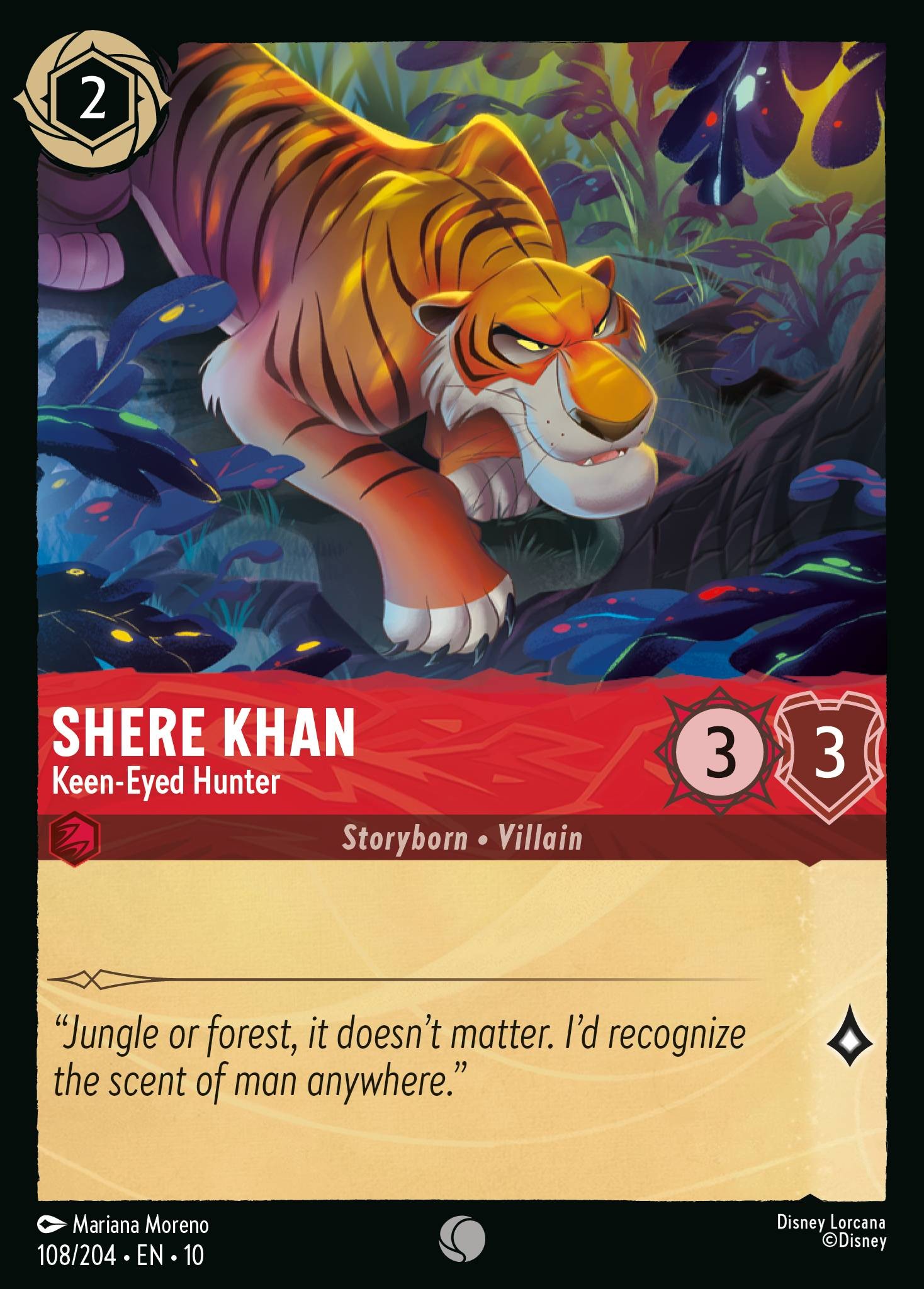 2025 Disney Lorcana Whispers in the Well Shere Khan - Keen-Eyed Hunter #108 trading card