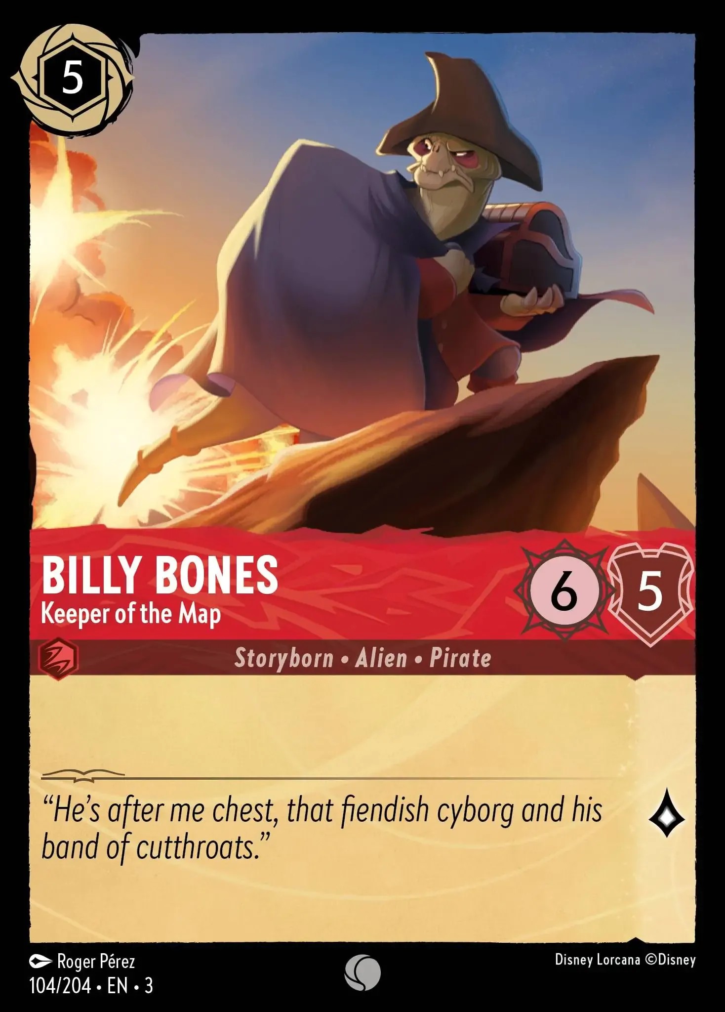 2024 Disney Lorcana Into the Inklands Billy Bones - Keeper of the Map #104 trading card