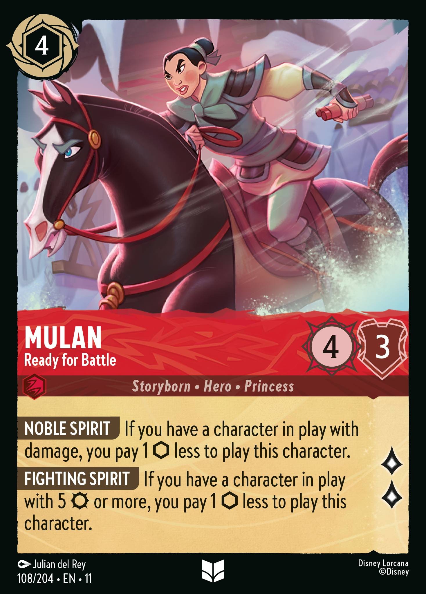 2026 Disney Lorcana Winterspell Mulan - Ready for Battle #108 trading card
