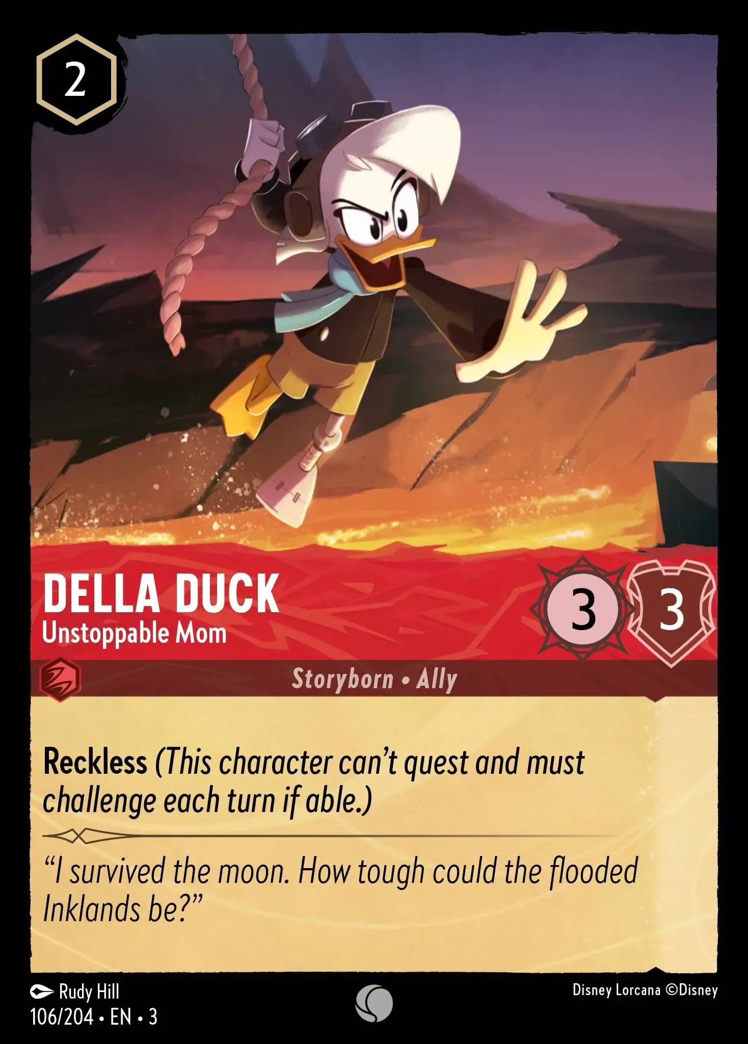 2024 Disney Lorcana Into the Inklands Della Duck - Unstoppable Mom #106 trading card