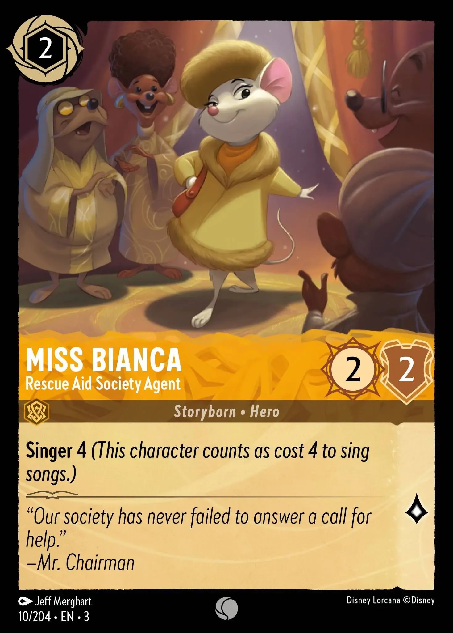 2024 Disney Lorcana Into the Inklands Miss Bianca - Rescue Aid Society Agent #10 trading card