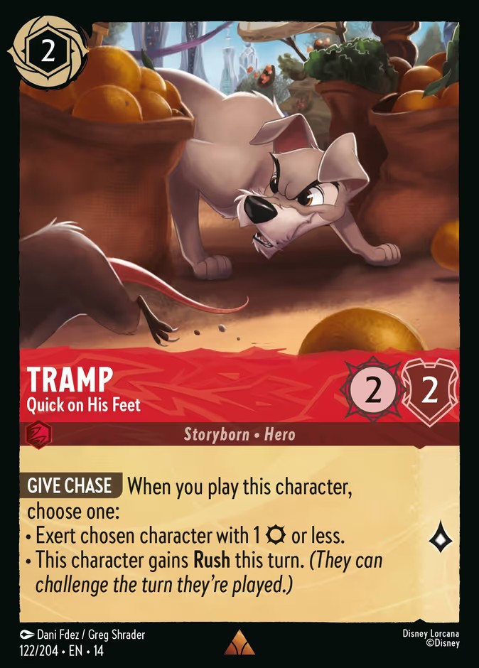 2026 Disney Lorcana Hyperia City Tramp - Quick on His Feet #122 trading card