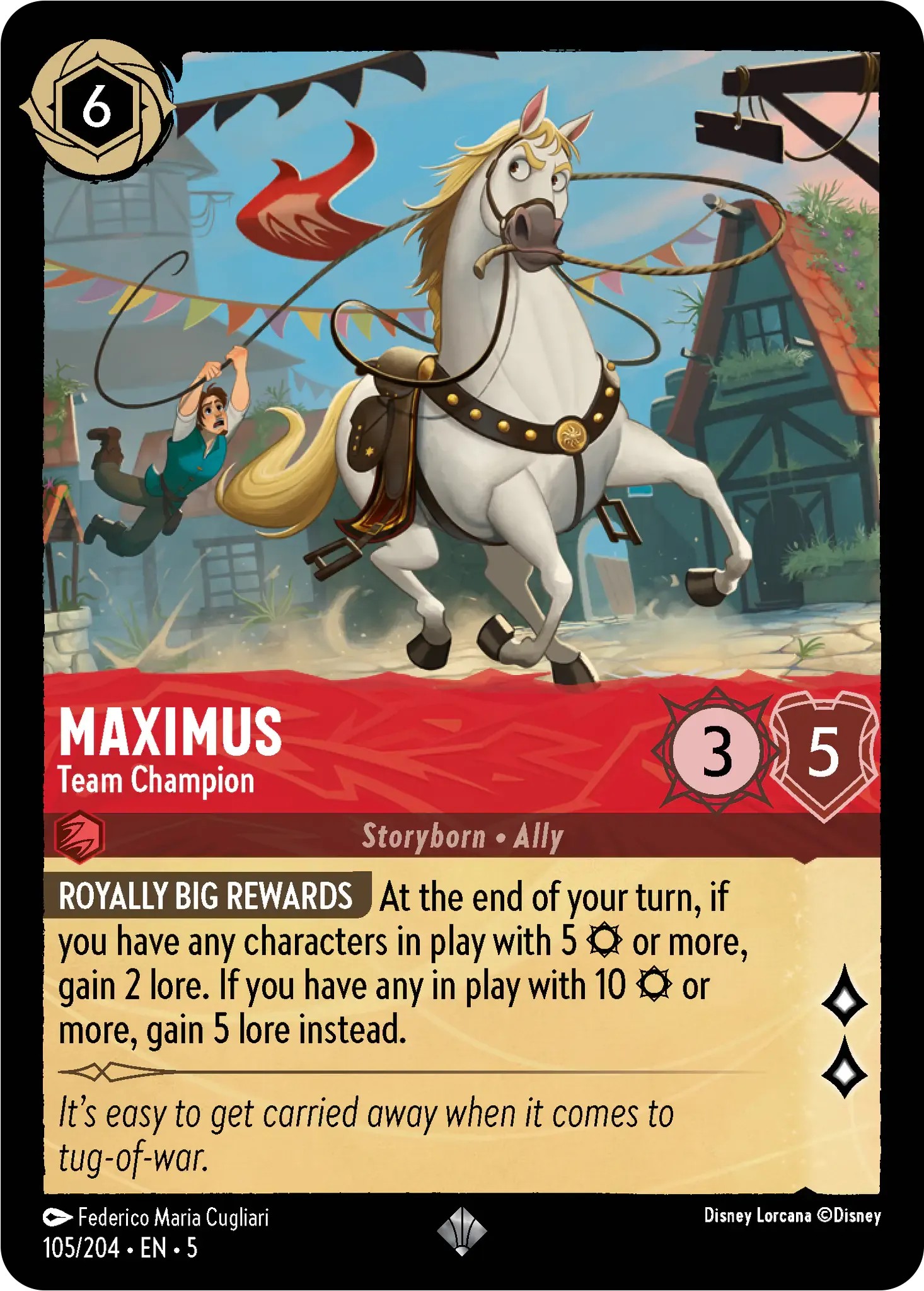 2024 Disney Lorcana Shimmering Skies Maximus - Team Champion #105 trading card