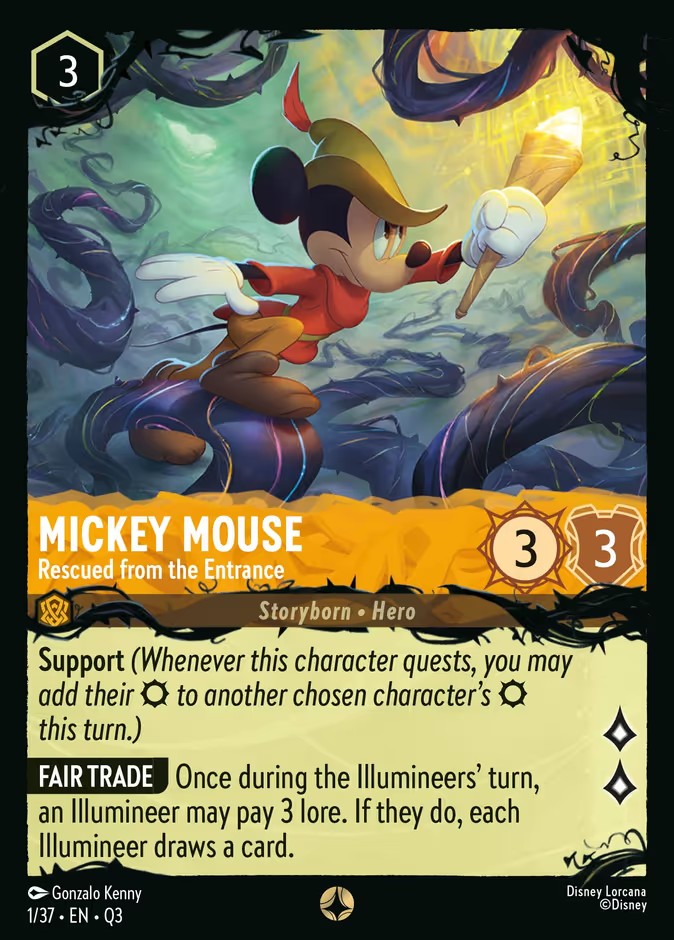 2026 Disney Lorcana Hunny Rescue β Illumineer's Quest Mickey Mouse - Rescued from the Entrance #1 trading card