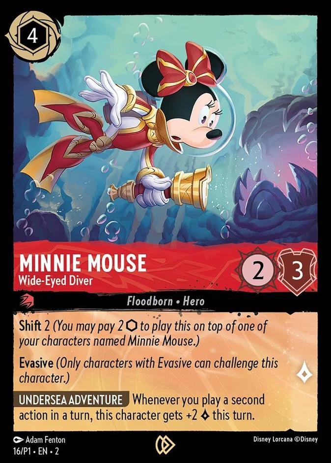 2023 Disney Lorcana Promo Set 1 Minnie Mouse - Wide-Eyed Diver #16 trading card