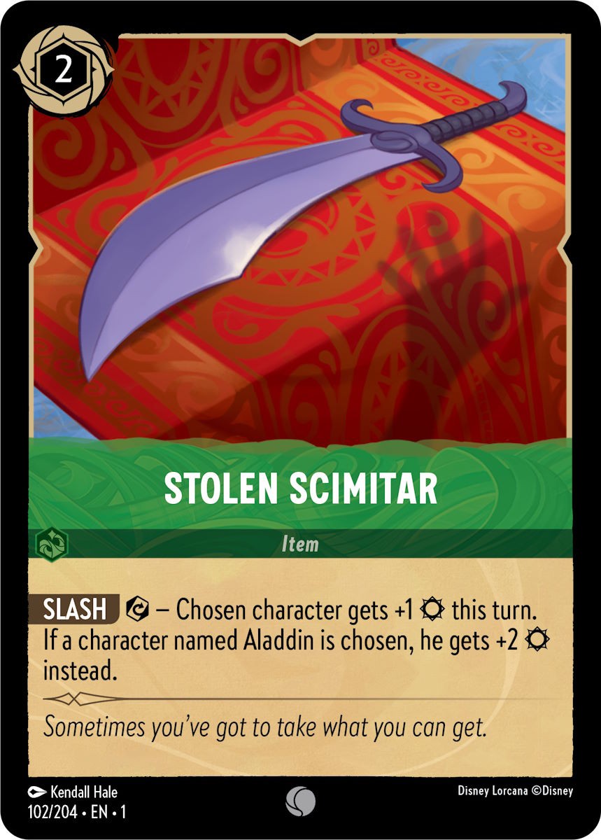 2023 Disney Lorcana The First Chapter Stolen Scimitar #102 trading card
