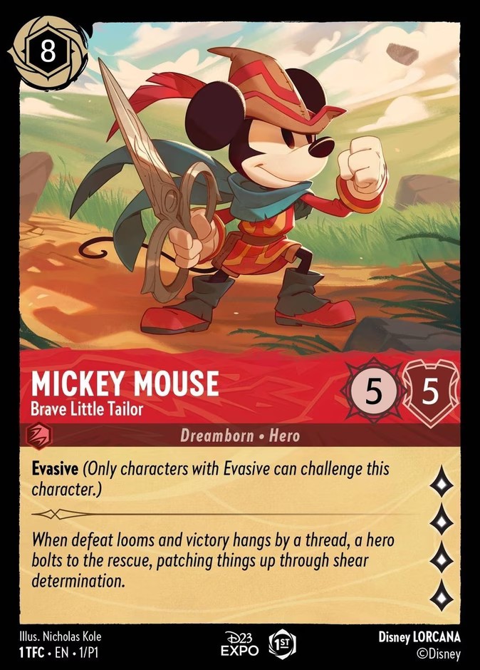 2023 Disney Lorcana Promo Set 1 Mickey Mouse - Brave Little Tailor #1 trading card