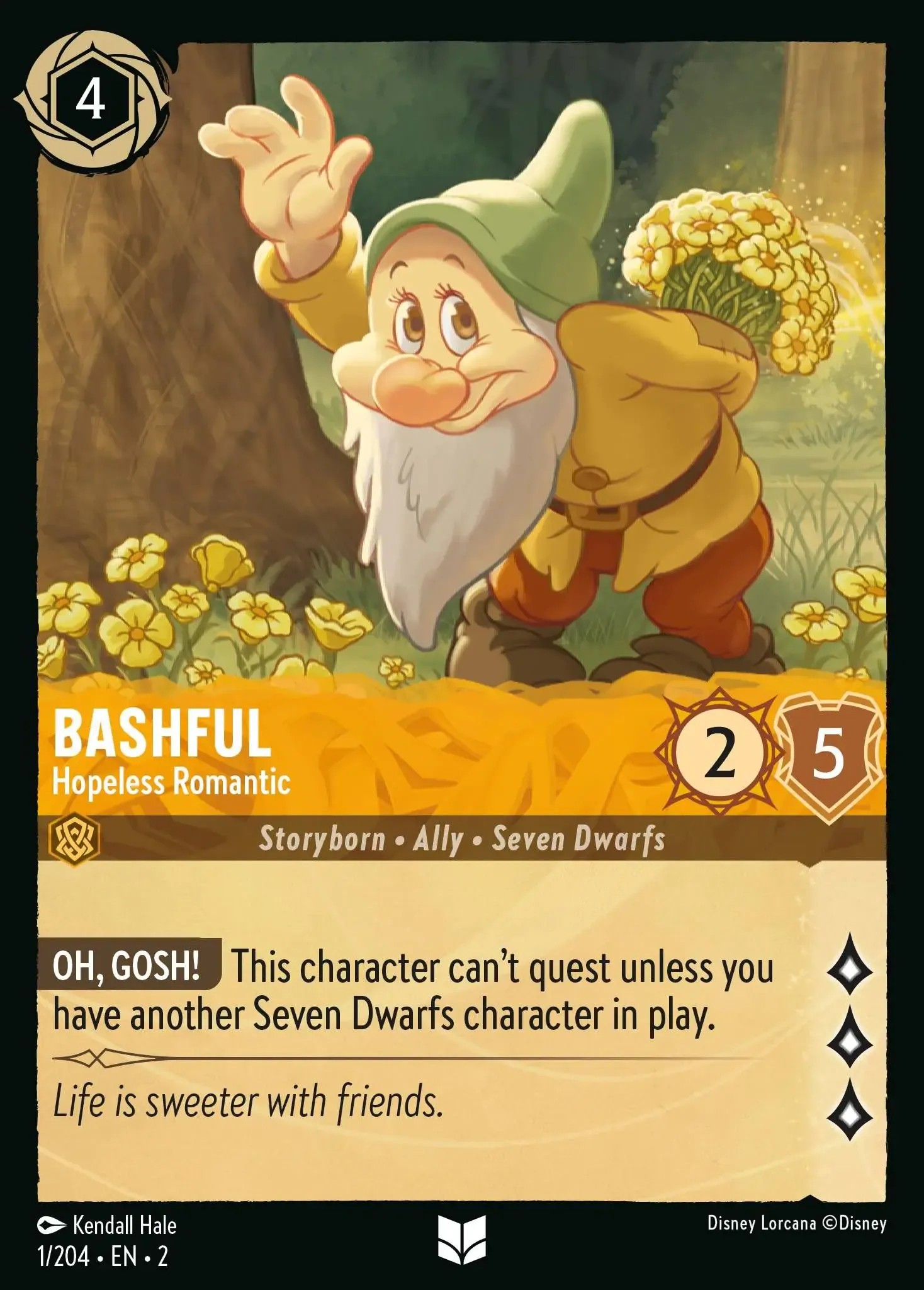 2023 Disney Lorcana Rise of the Floodborn Bashful - Hopeless Romantic #1 trading card