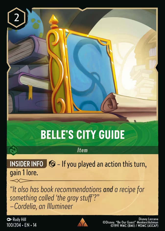 2026 Disney Lorcana Hyperia City Belle's City Guide #100 trading card
