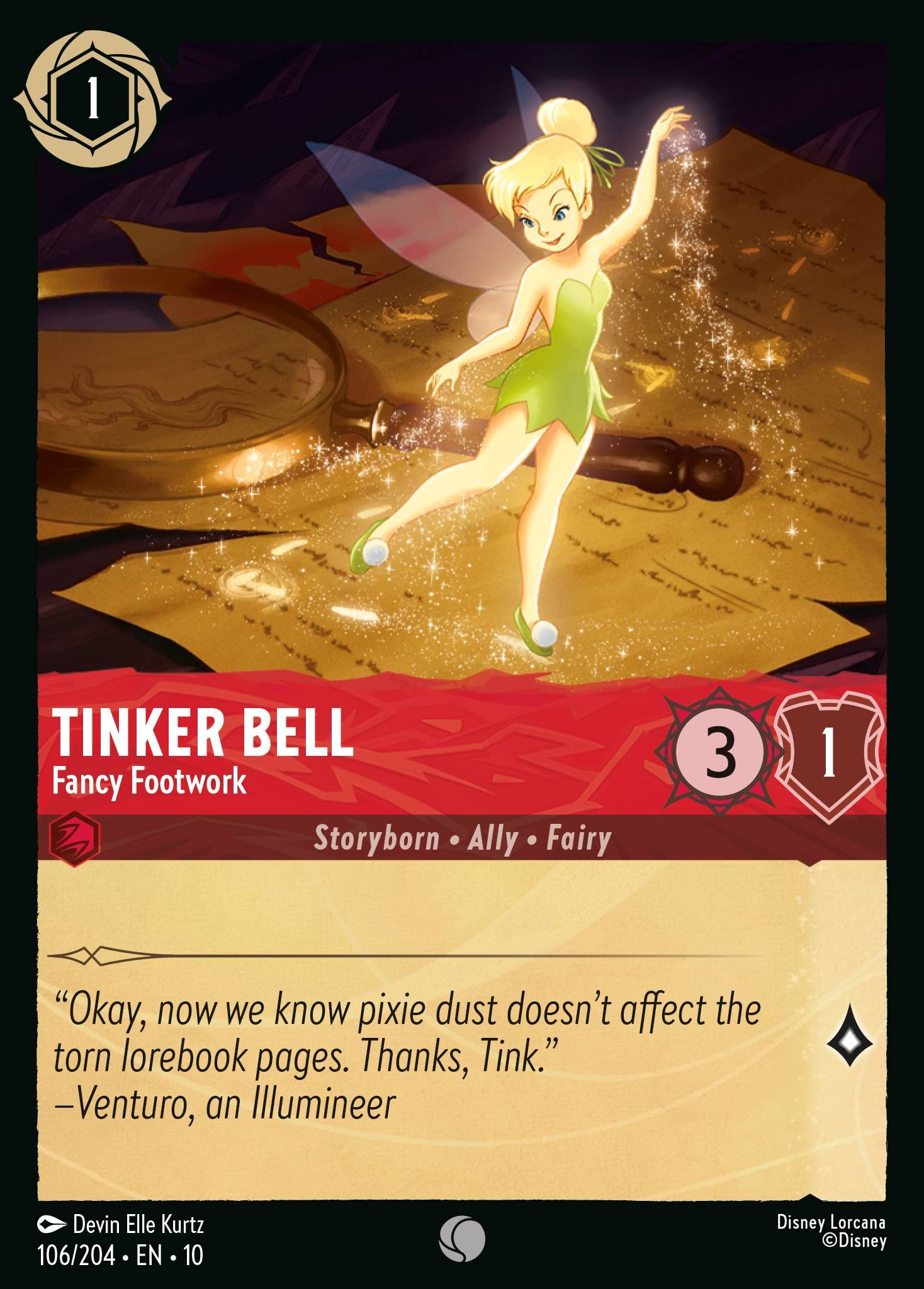 2025 Disney Lorcana Whispers in the Well Tinker Bell - Fancy Footwork #106 trading card