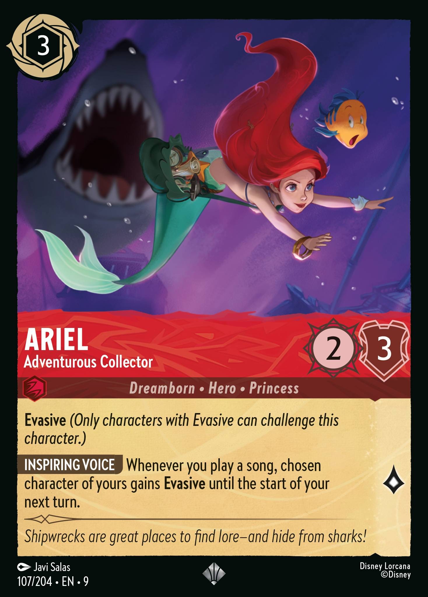 2025 Disney Lorcana Fabled Ariel - Adventurous Collector #107 trading card