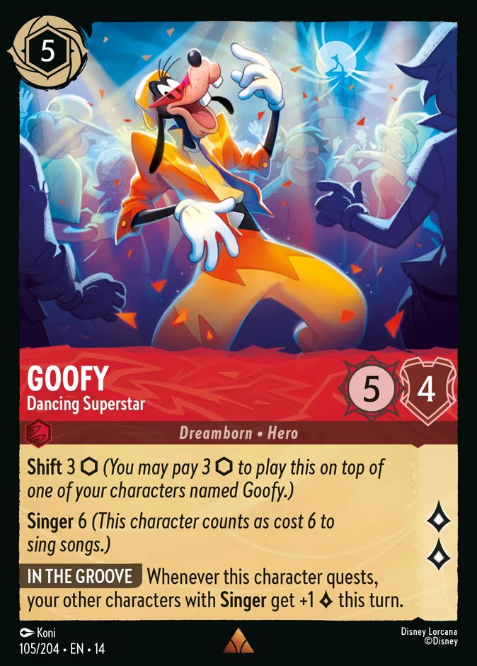 2026 Disney Lorcana Hyperia City Goofy - Dancing Superstar #105 trading card