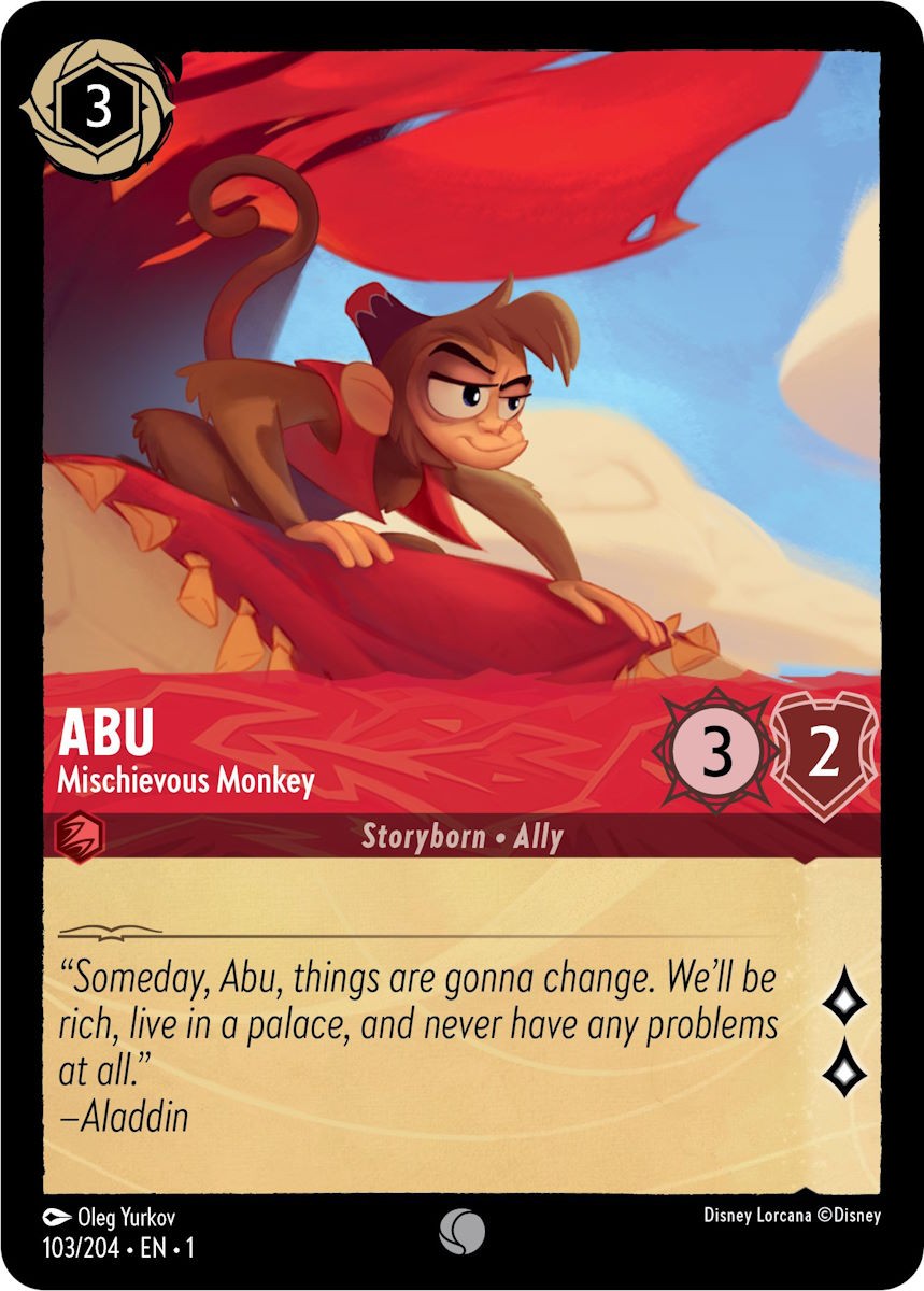 2023 Disney Lorcana The First Chapter Abu - Mischievous Monkey #103 trading card