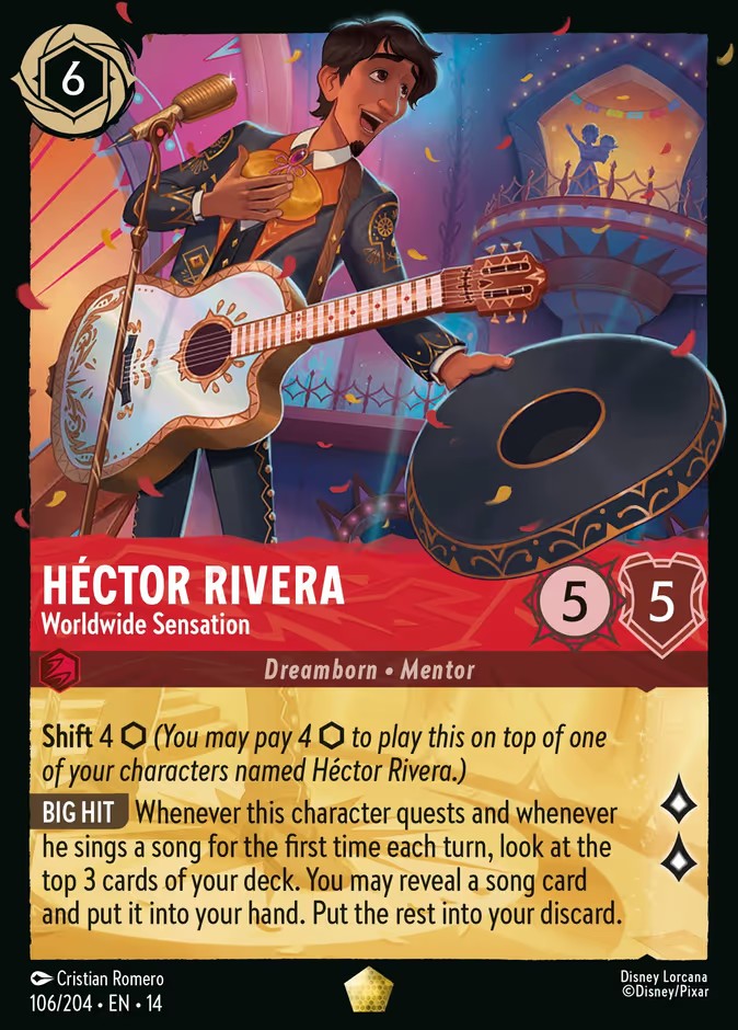 2026 Disney Lorcana Hyperia City Héctor Rivera - Worldwide Sensation #106 trading card