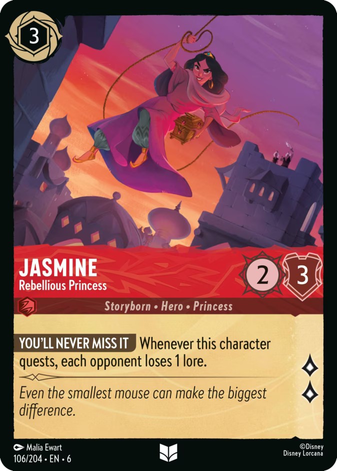 2024 Disney Lorcana Azurite Sea Jasmine - Rebellious Princess #106 trading card