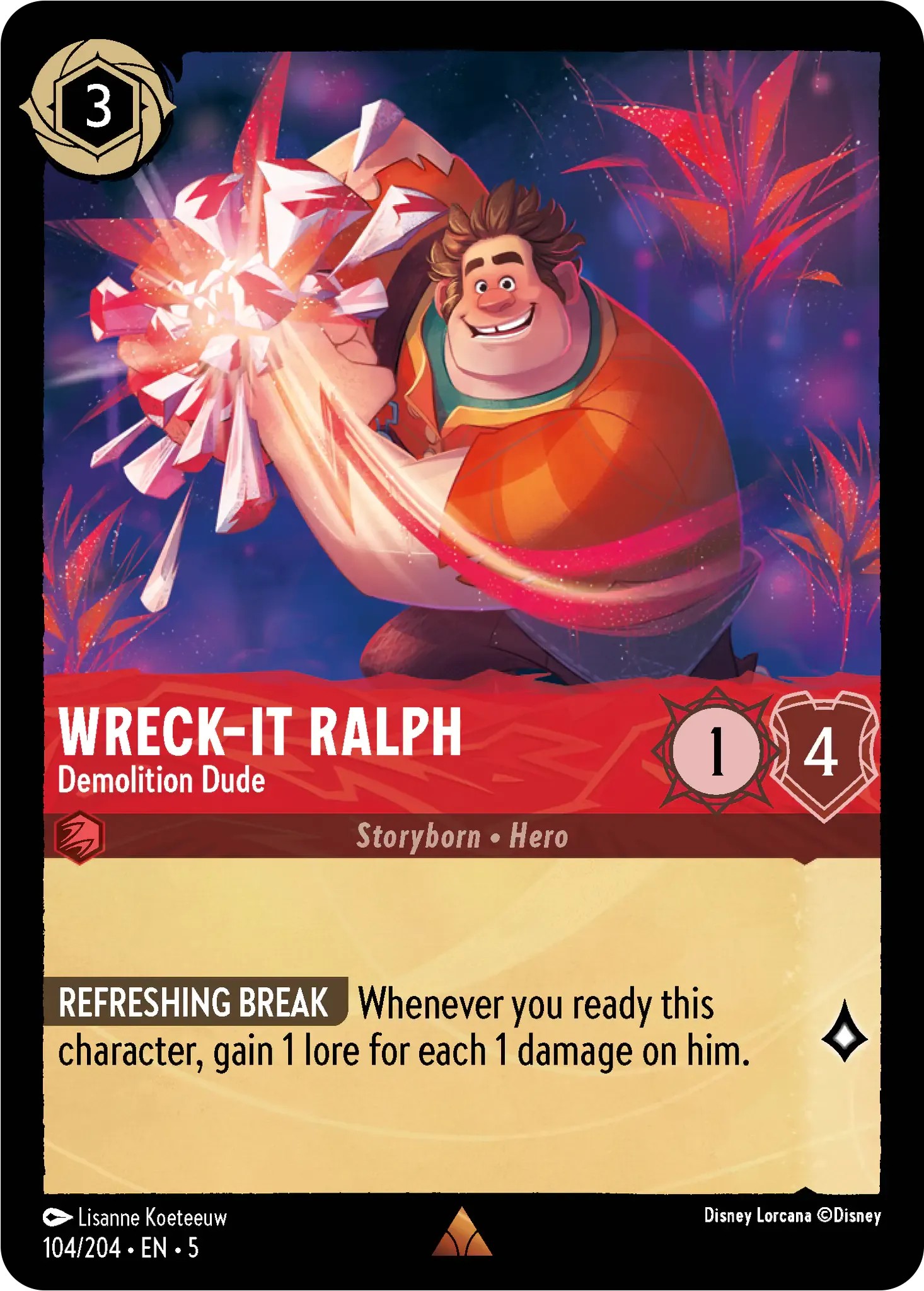 2024 Disney Lorcana Shimmering Skies Wreck-It Ralph - Demolition Dude #104 trading card