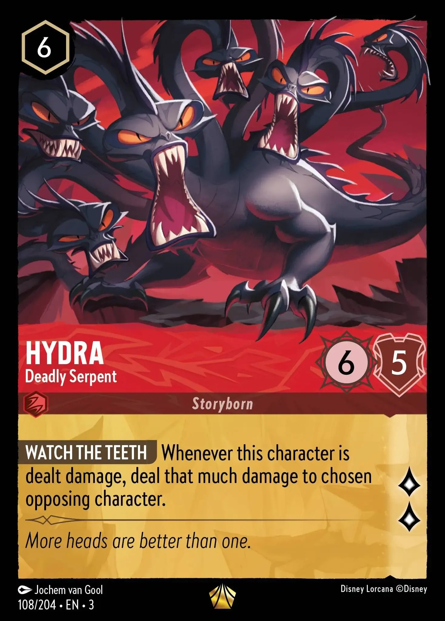 2024 Disney Lorcana Into the Inklands Hydra - Deadly Serpent #108 trading card