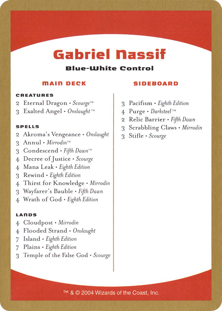 Gabriel Nassif Decklist - Image 1