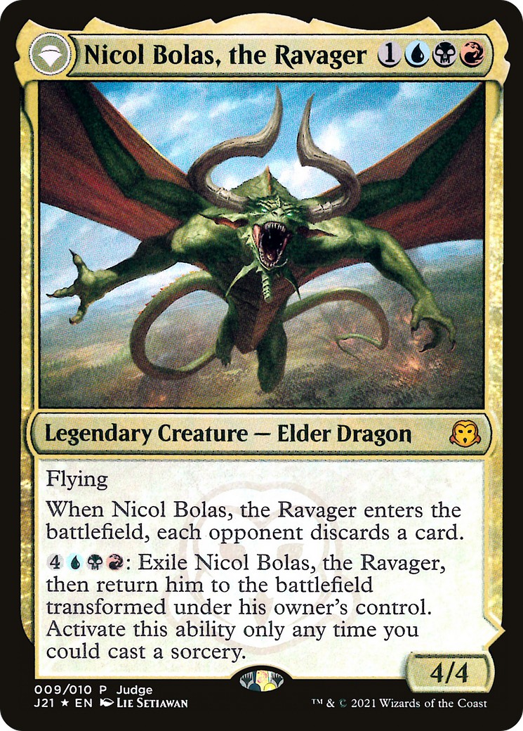2021 Magic: The Gathering Judge Gift Cards Nicol Bolas, the Ravager // Nicol Bolas, the Arisen #9 trading card