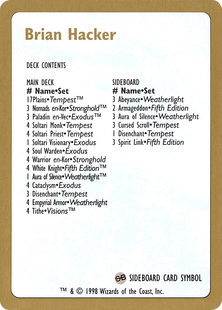 Brian Hacker Decklist - Image 1