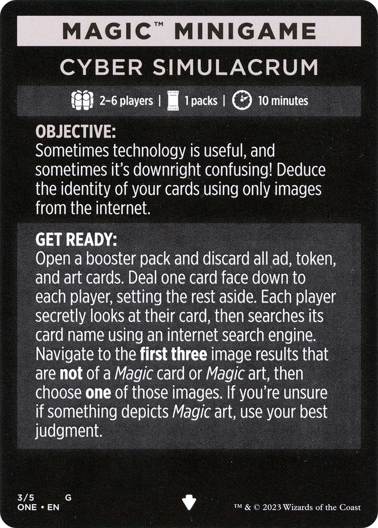 2023 Magic: The Gathering Phyrexia: All Will Be One Minigames Cyber Simulacrum // Cyber Simulacrum (cont'd) #3 trading card