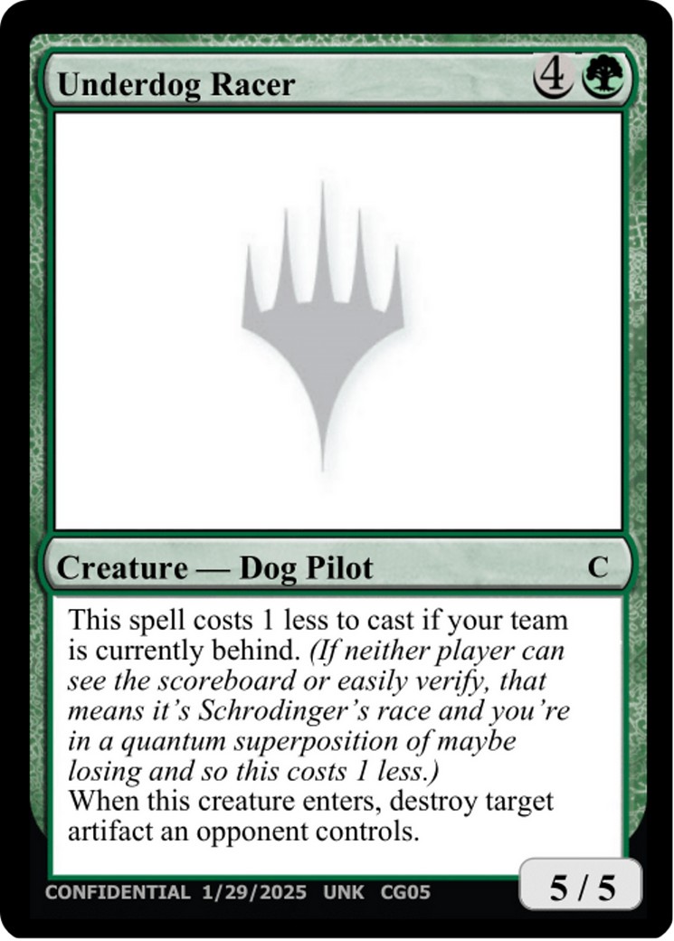 2025 Magic: The Gathering Unknown Event Underdog Racer #CG05a trading card