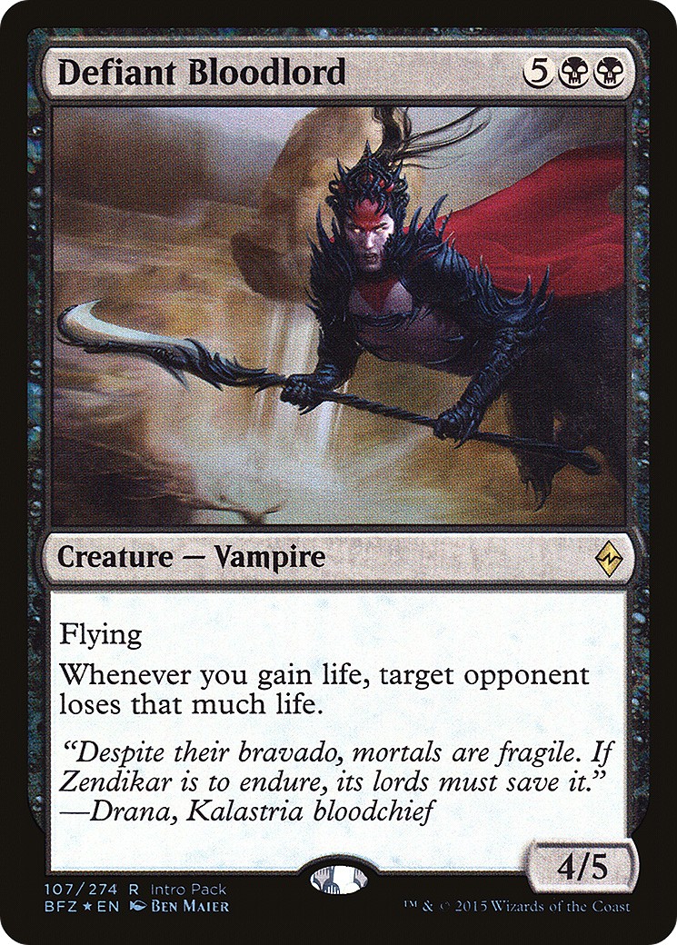 2015 Magic: The Gathering Battle for Zendikar Promos Defiant Bloodlord #107 trading card