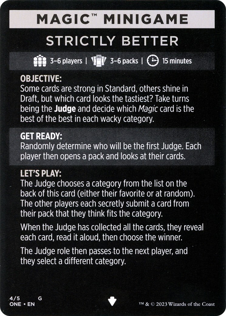 2023 Magic: The Gathering Phyrexia: All Will Be One Minigames Strictly Better // Strictly Better (cont'd) #4 trading card