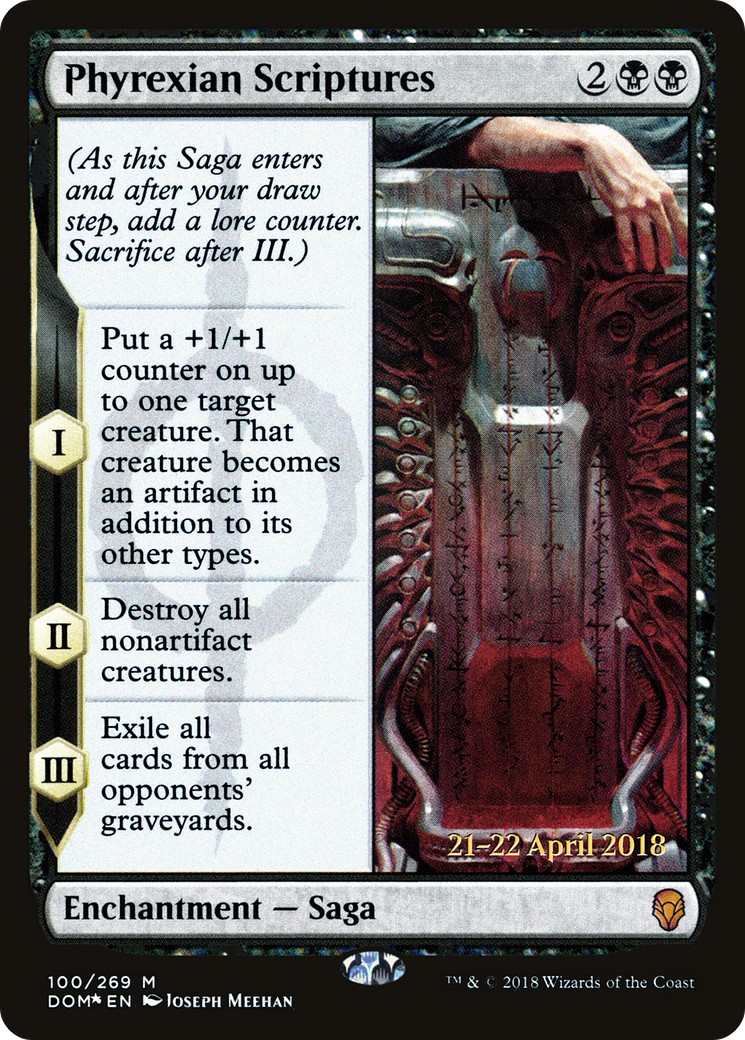2018 Magic: The Gathering Dominaria Promos Phyrexian Scriptures #100s trading card