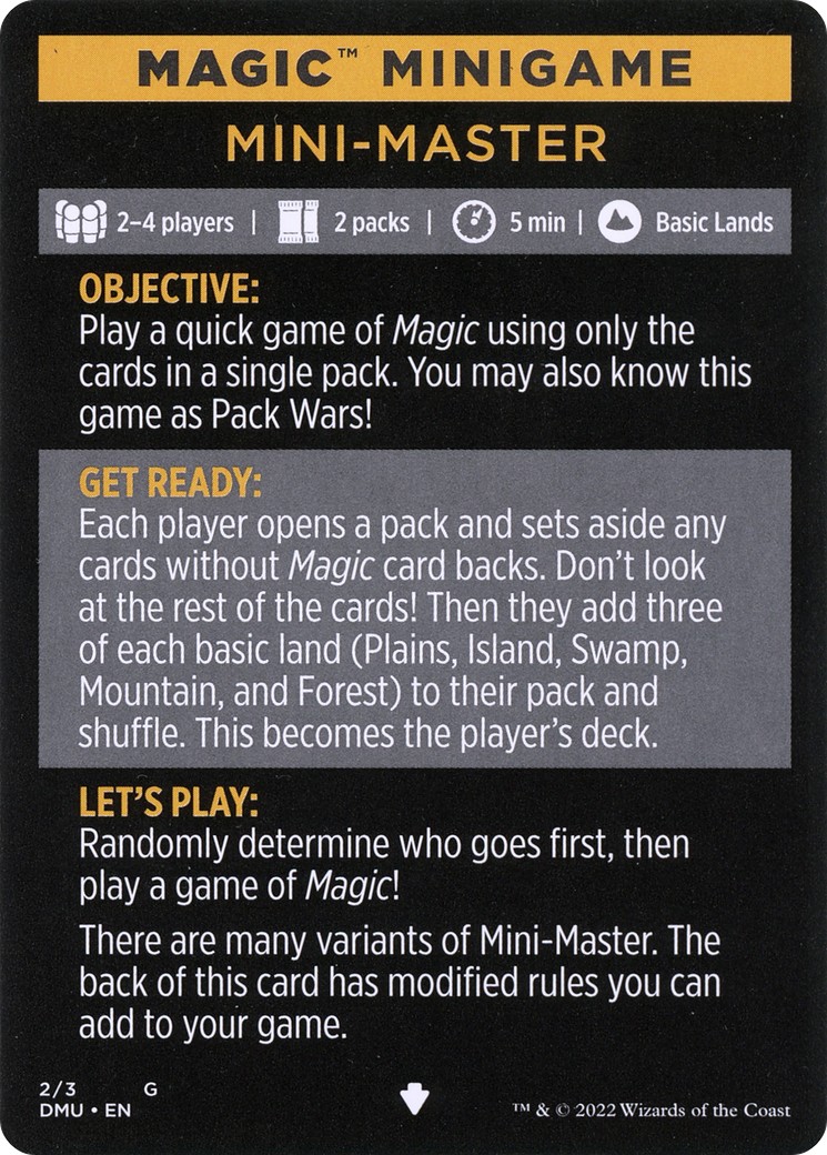 2022 Magic: The Gathering Dominaria United Minigames Mini-Master // Mini-Master (cont'd) #2 trading card