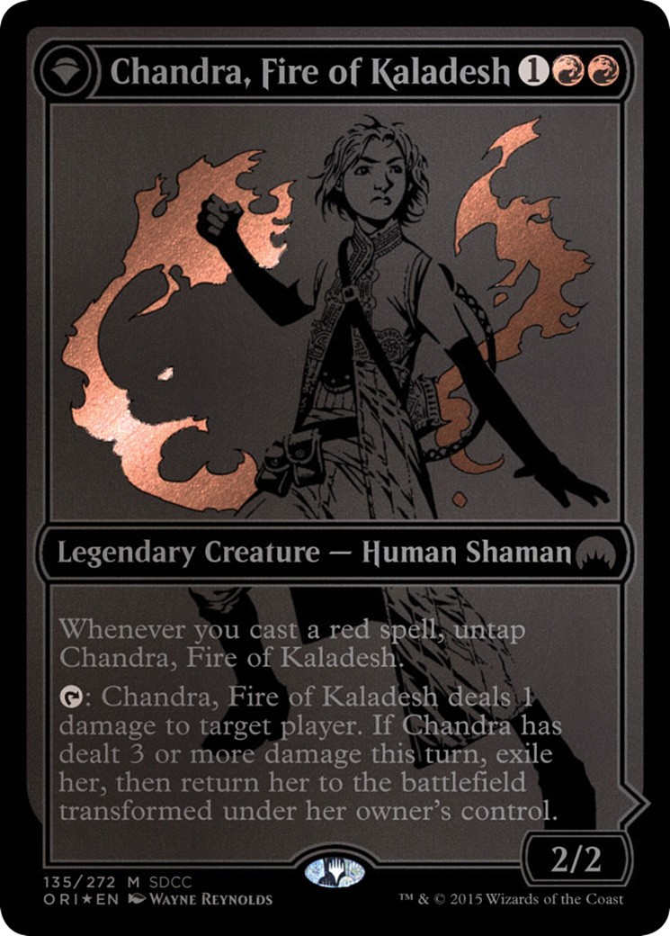 2015 Magic: The Gathering San Diego Comic-Con Chandra, Fire of Kaladesh // Chandra, Roaring Flame #135 trading card