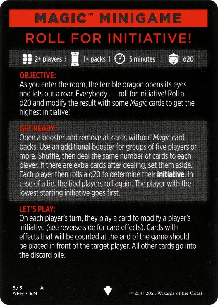 2021 Magic: The Gathering Adventures in the Forgotten Realms Minigames Roll for Initiative // Roll for Initiative (cont'd) #5