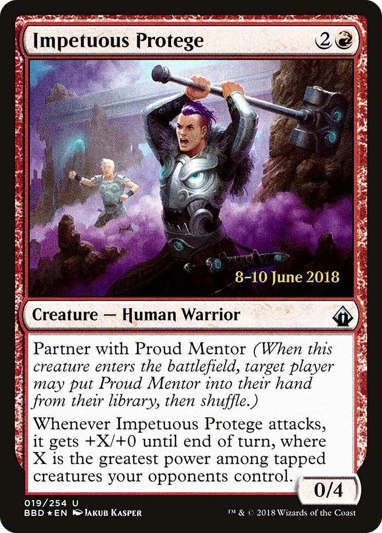 2018 Magic: The Gathering Battlebond Promos Impetuous Protege #19s trading card